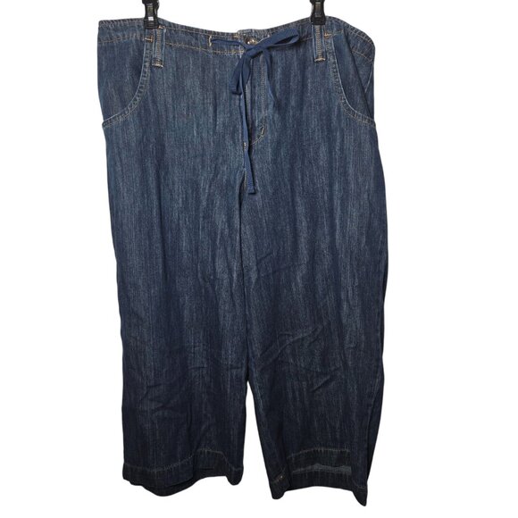 Faded Glory Womens Drawstring Denim Blue Jeans Plus Size 18 Y2k Casual Dark Wash - Picture 1 of 10